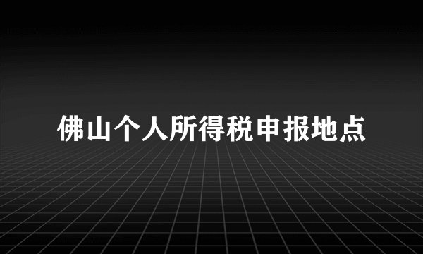 佛山个人所得税申报地点