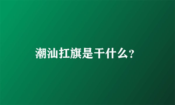 潮汕扛旗是干什么?