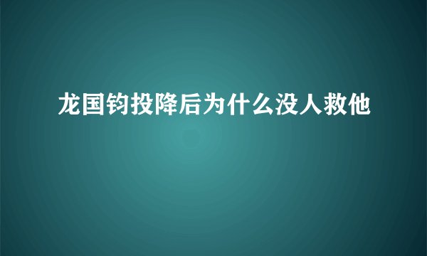 龙国钧投降后为什么没人救他