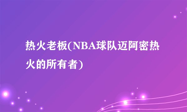 热火老板(NBA球队迈阿密热火的所有者)