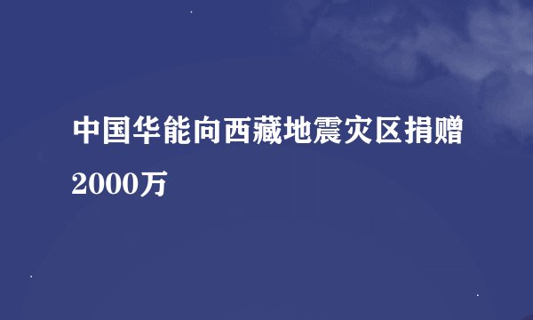中国华能向西藏地震灾区捐赠2000万