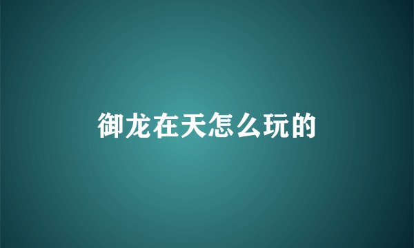 御龙在天怎么玩的