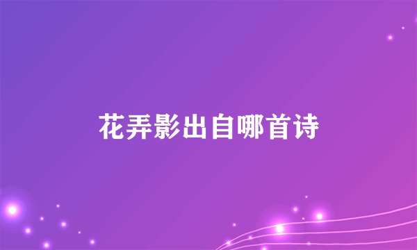 花弄影出自哪首诗