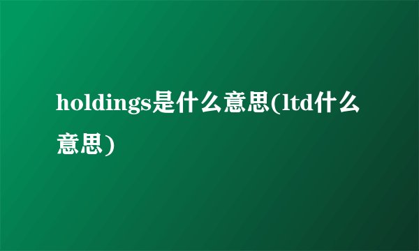 holdings是什么意思(ltd什么意思)