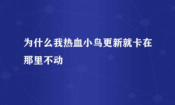 为什么我热血小鸟更新就卡在那里不动