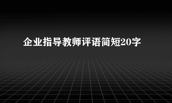 企业指导教师评语简短20字
