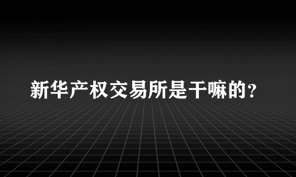 新华产权交易所是干嘛的？