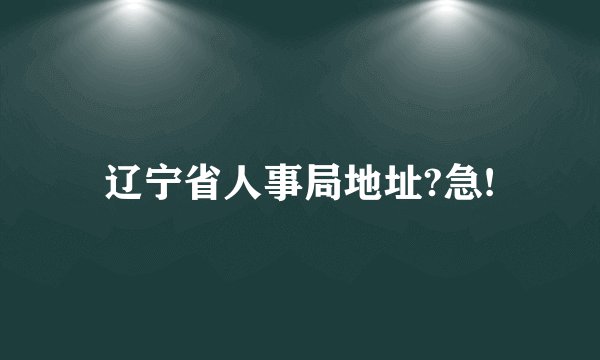 辽宁省人事局地址?急!