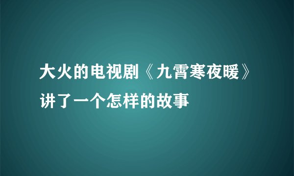 大火的电视剧《九霄寒夜暖》讲了一个怎样的故事