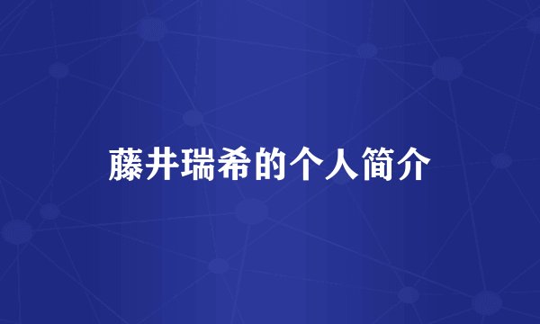 藤井瑞希的个人简介