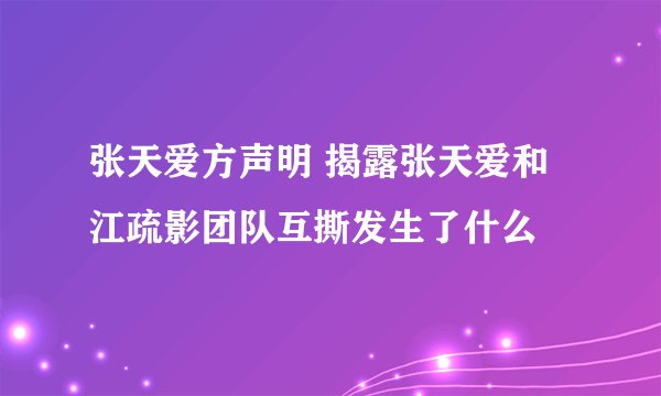 张天爱方声明 揭露张天爱和江疏影团队互撕发生了什么