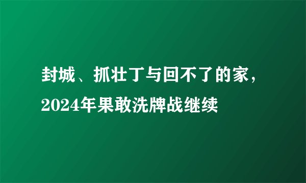 封城、抓壮丁与回不了的家，2024年果敢洗牌战继续