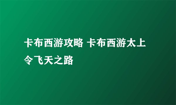 卡布西游攻略 卡布西游太上令飞天之路
