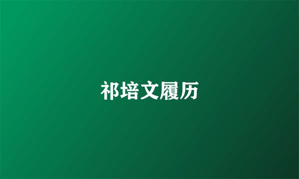 祁培文履历