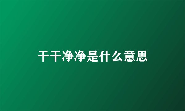 干干净净是什么意思