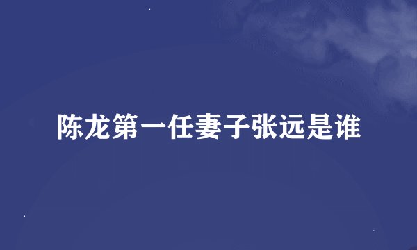 陈龙第一任妻子张远是谁