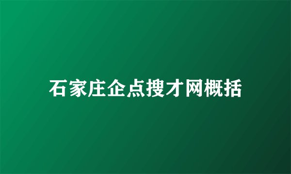 石家庄企点搜才网概括